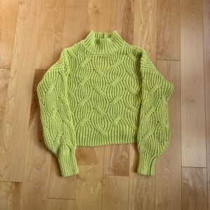 XS American Eagle Outfitters Mock Neck Pullover Knit Sweater, Lime Green